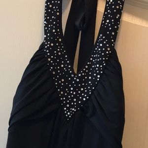 *Little Black Dress* Rhinestone halter top dress